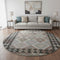 8' Taupe And Charcoal Tribal Washable Round Rug With UV Protection