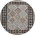 8' Taupe And Charcoal Tribal Washable Round Rug With UV Protection