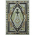 5' X 8' Brown Green And Charcoal Tribal Washable Area Rug With UV Protection