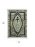 5' X 8' Brown Green And Charcoal Tribal Washable Area Rug With UV Protection