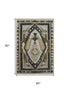 5' X 8' Chocolate Beige And Charcoal Tribal Washable Area Rug With UV Protection