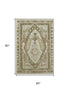 5' X 8' Linen Ivory And Khaki Tribal Washable Area Rug With UV Protection