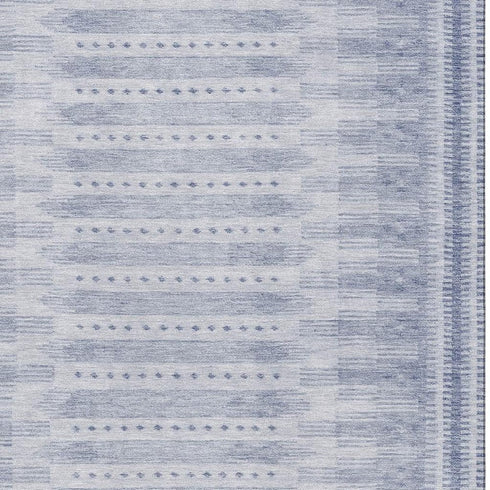 5' X 8' Blue And Denim Blue Geometric Washable Area Rug With UV Protection