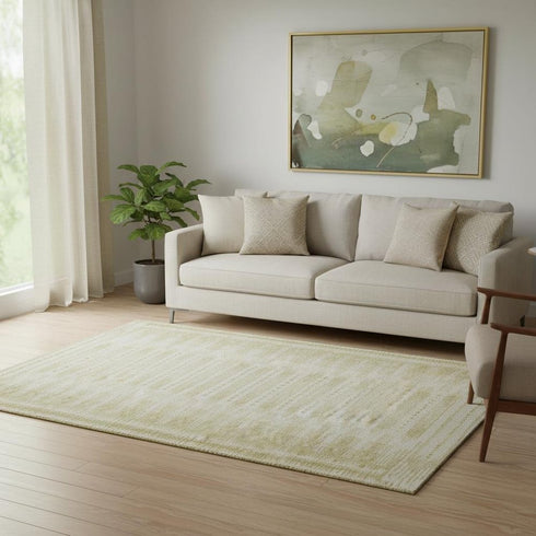 5' X 8' Gold And Beige Geometric Washable Area Rug With UV Protection