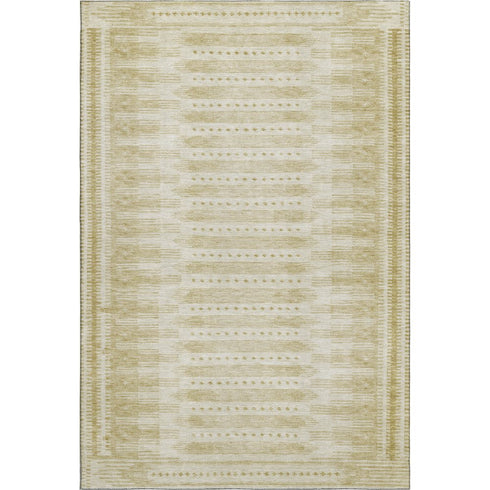 5' X 8' Gold And Beige Geometric Washable Area Rug With UV Protection