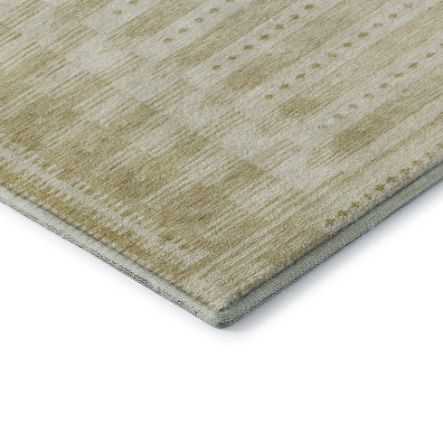 5' X 8' Gold And Beige Geometric Washable Area Rug With UV Protection