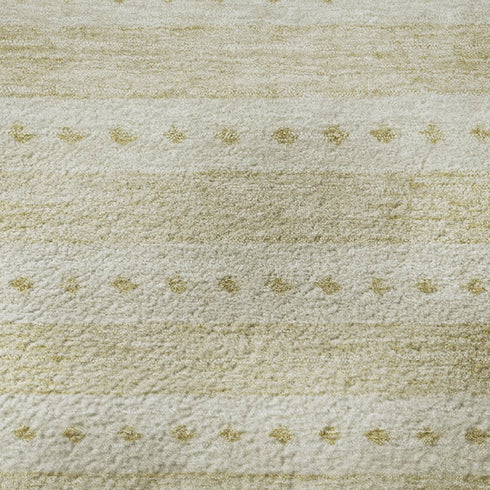 5' X 8' Gold And Beige Geometric Washable Area Rug With UV Protection