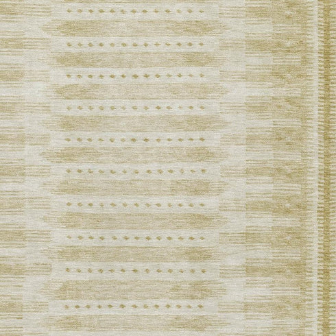 5' X 8' Gold And Beige Geometric Washable Area Rug With UV Protection