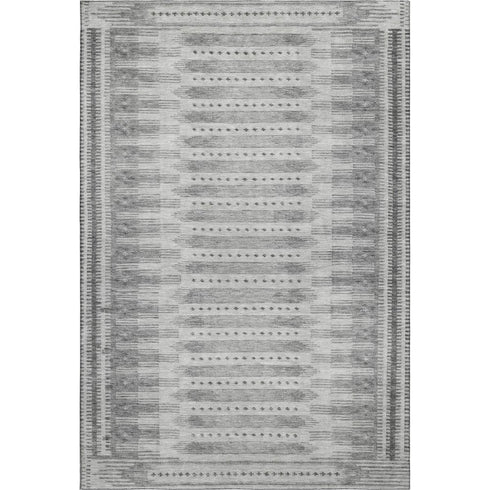 5' X 8' Gray And Silver Geometric Washable Area Rug With UV Protection
