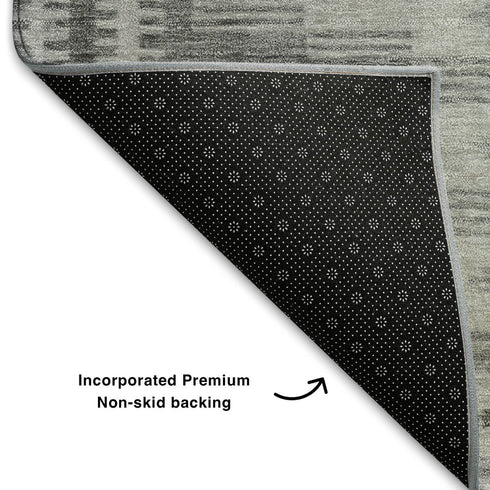 5' X 8' Gray And Silver Geometric Washable Area Rug With UV Protection