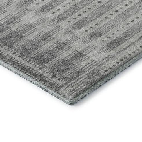 5' X 8' Gray And Silver Geometric Washable Area Rug With UV Protection