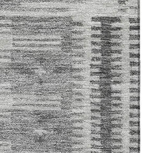 5' X 8' Gray And Silver Geometric Washable Area Rug With UV Protection