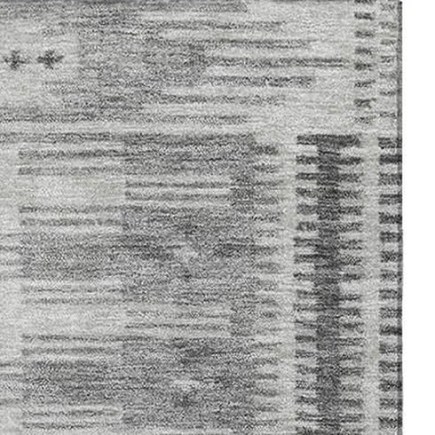 5' X 8' Gray And Silver Geometric Washable Area Rug With UV Protection