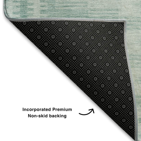 8' Turquoise And Aqua Geometric Washable Round Rug With UV Protection