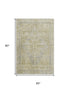5' X 8' Gold And Gray Medallion Washable Area Rug With UV Protection