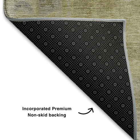 5' X 8' Gold And Gray Medallion Washable Area Rug With UV Protection