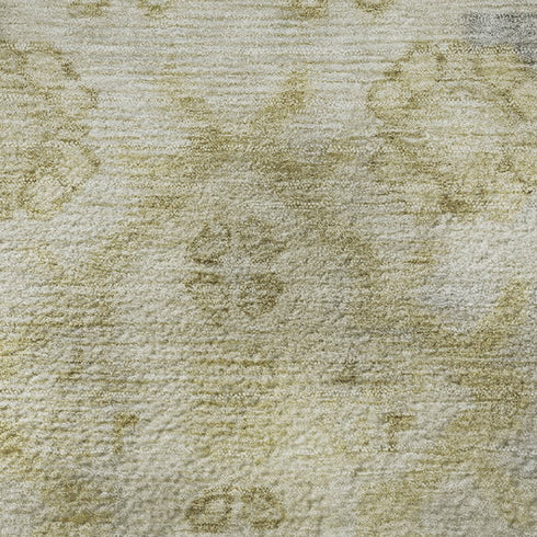5' X 8' Gold And Gray Medallion Washable Area Rug With UV Protection