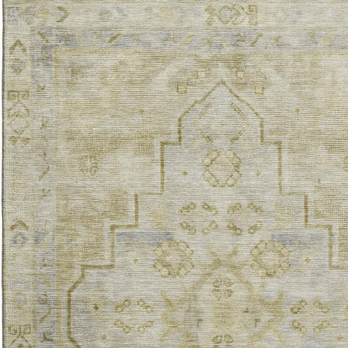 5' X 8' Gold And Gray Medallion Washable Area Rug With UV Protection