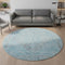 8' Sky Blue And Gray Medallion Washable Round Rug With UV Protection