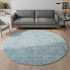 8' Sky Blue And Gray Medallion Washable Round Rug With UV Protection
