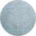 8' Sky Blue And Gray Medallion Washable Round Rug With UV Protection