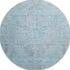 8' Sky Blue And Gray Medallion Washable Round Rug With UV Protection