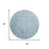 8' Sky Blue And Gray Medallion Washable Round Rug With UV Protection