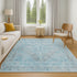 8' X 10' Sky Blue And Gray Medallion Washable Area Rug With UV Protection