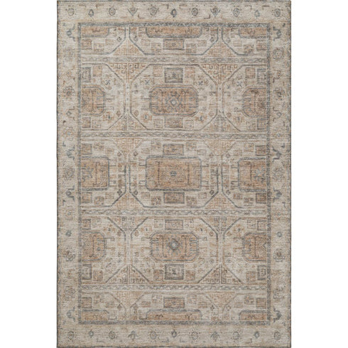 8' X 10' Beige Coffee And Gray Geometric Washable Area Rug With UV Protection