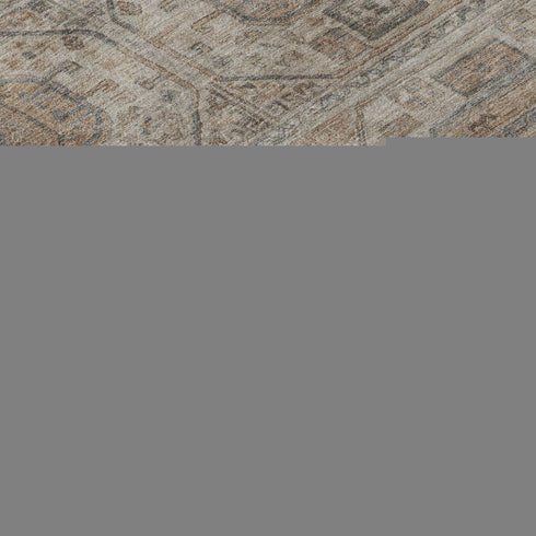 8' X 10' Beige Coffee And Gray Geometric Washable Area Rug With UV Protection