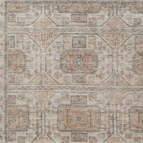 8' X 10' Beige Coffee And Gray Geometric Washable Area Rug With UV Protection