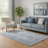 5' X 8' Blue And Gray Geometric Washable Area Rug With UV Protection