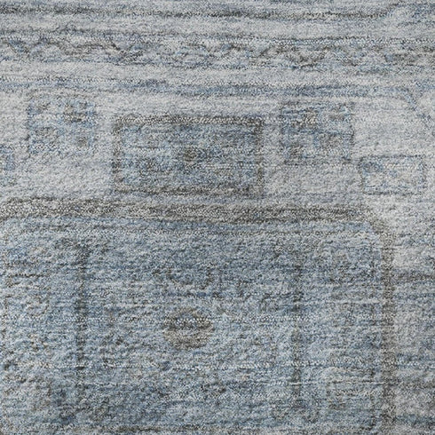 5' X 8' Blue And Gray Geometric Washable Area Rug With UV Protection