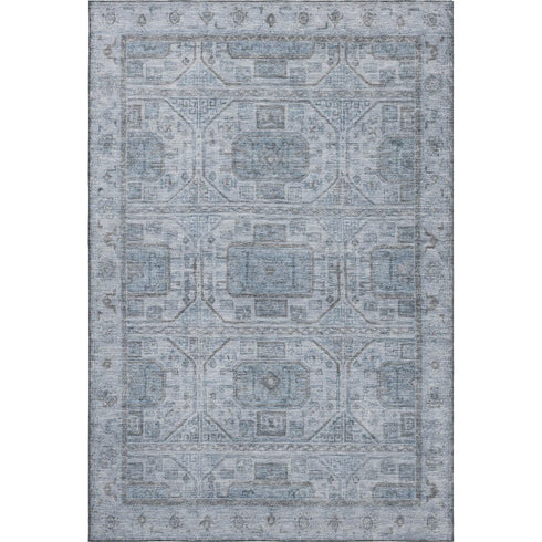 9' X 12' Blue And Gray Geometric Washable Area Rug With UV Protection