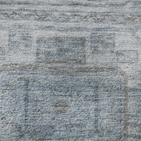 9' X 12' Blue And Gray Geometric Washable Area Rug With UV Protection