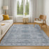 9' X 12' Blue And Gray Geometric Washable Area Rug With UV Protection