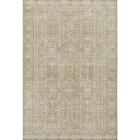 5' X 8' Beige And Taupe Geometric Washable Area Rug With UV Protection