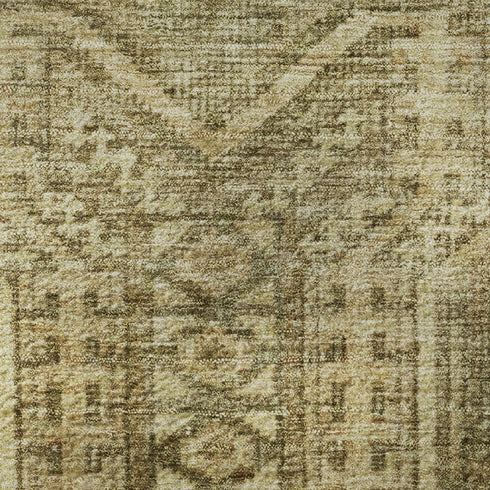 5' X 8' Khaki And Taupe Geometric Washable Area Rug With UV Protection