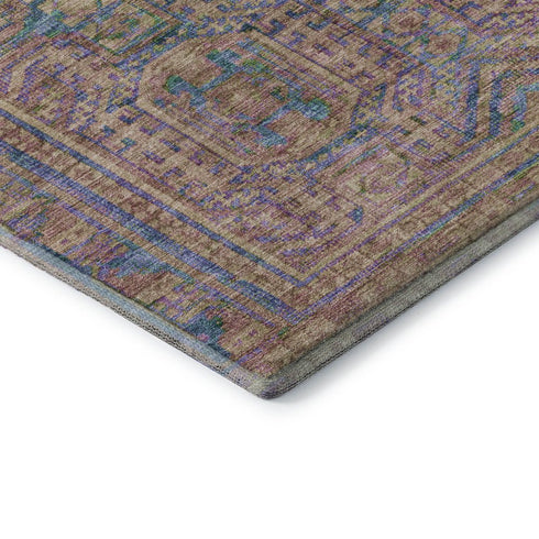 8' X 10' Orange And Teal Geometric Washable Area Rug With UV Protection