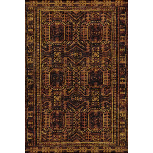 5' X 8' Rust And Black Geometric Washable Area Rug With UV Protection