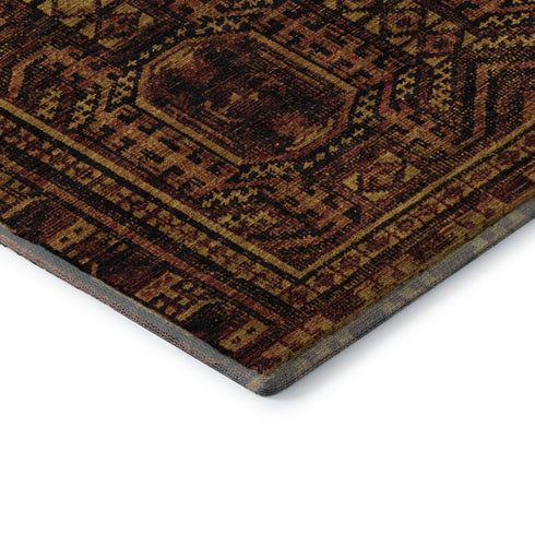 5' X 8' Rust And Black Geometric Washable Area Rug With UV Protection
