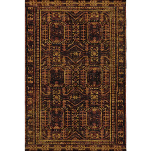 5' X 8' Rust And Black Geometric Washable Area Rug With UV Protection