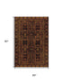 5' X 8' Rust And Black Geometric Washable Area Rug With UV Protection