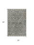 5' X 8' Pewter And Gray Geometric Washable Area Rug With UV Protection