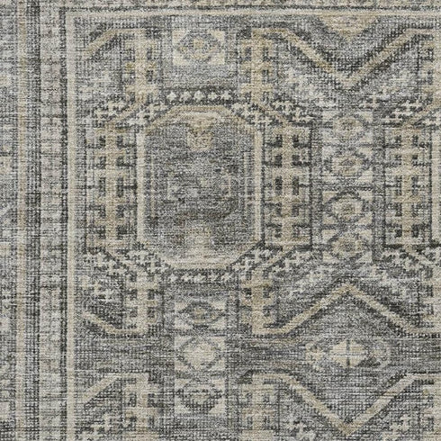 5' X 8' Pewter And Gray Geometric Washable Area Rug With UV Protection
