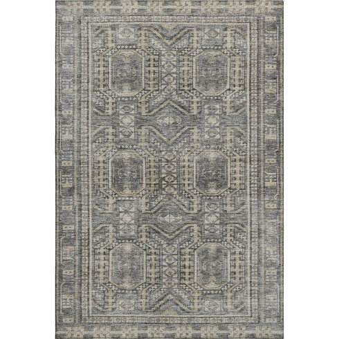 8' X 10' Pewter And Gray Geometric Washable Area Rug With UV Protection