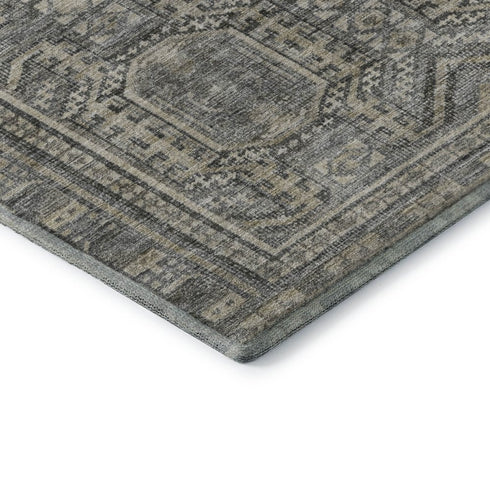 8' X 10' Pewter And Gray Geometric Washable Area Rug With UV Protection