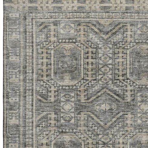 8' X 10' Pewter And Gray Geometric Washable Area Rug With UV Protection