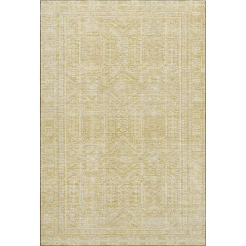 5' X 8' Wheat And Beige Geometric Washable Area Rug With UV Protection