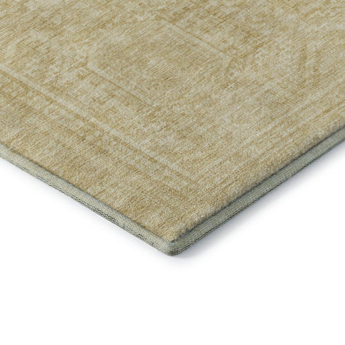 5' X 8' Wheat And Beige Geometric Washable Area Rug With UV Protection